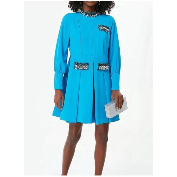Tuckernuck Long Sleeve Embellished Hoyt Blue  Dress NWT Large L - Picture 1 of 6